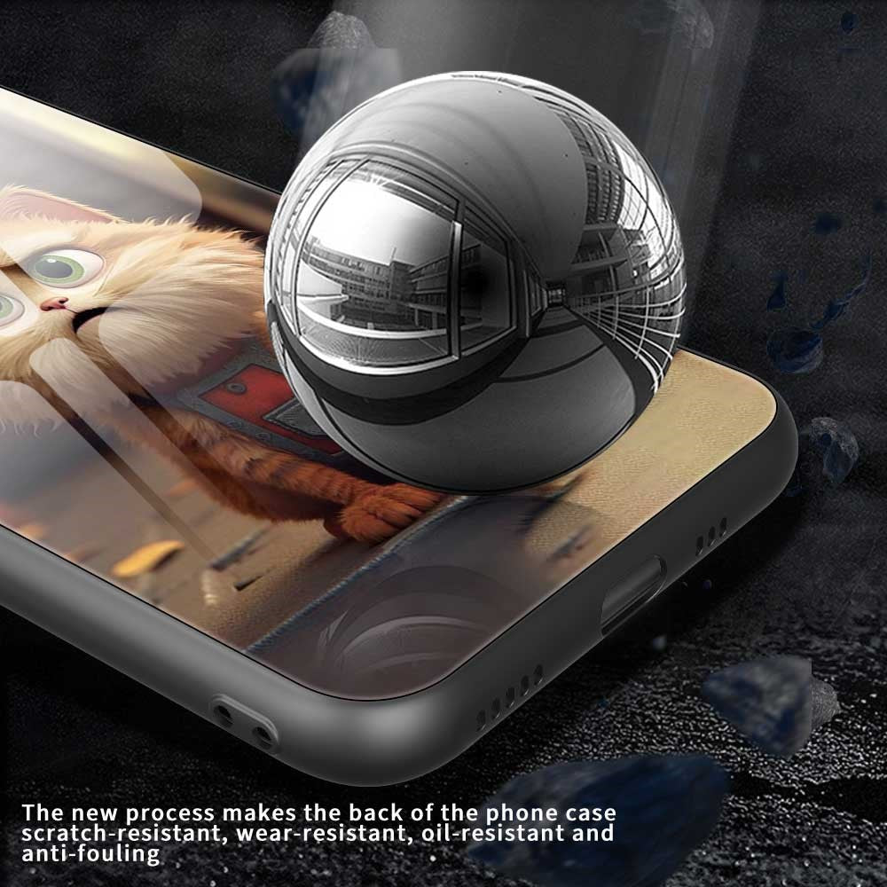 For iPhone 17 Pro Max Case TPU PC Tempered Glass Pattern Printing Phone Back Cover - B0164