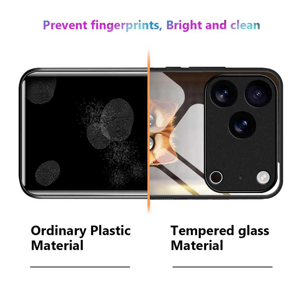 For iPhone 17 Pro Max Case TPU PC Tempered Glass Pattern Printing Phone Back Cover - B0164