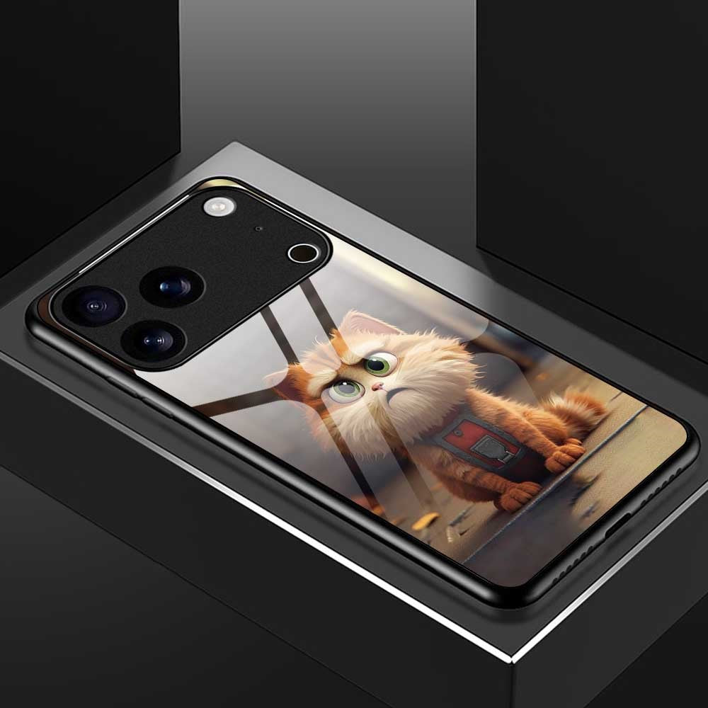 For iPhone 17 Pro Max Case TPU PC Tempered Glass Pattern Printing Phone Back Cover - B0164