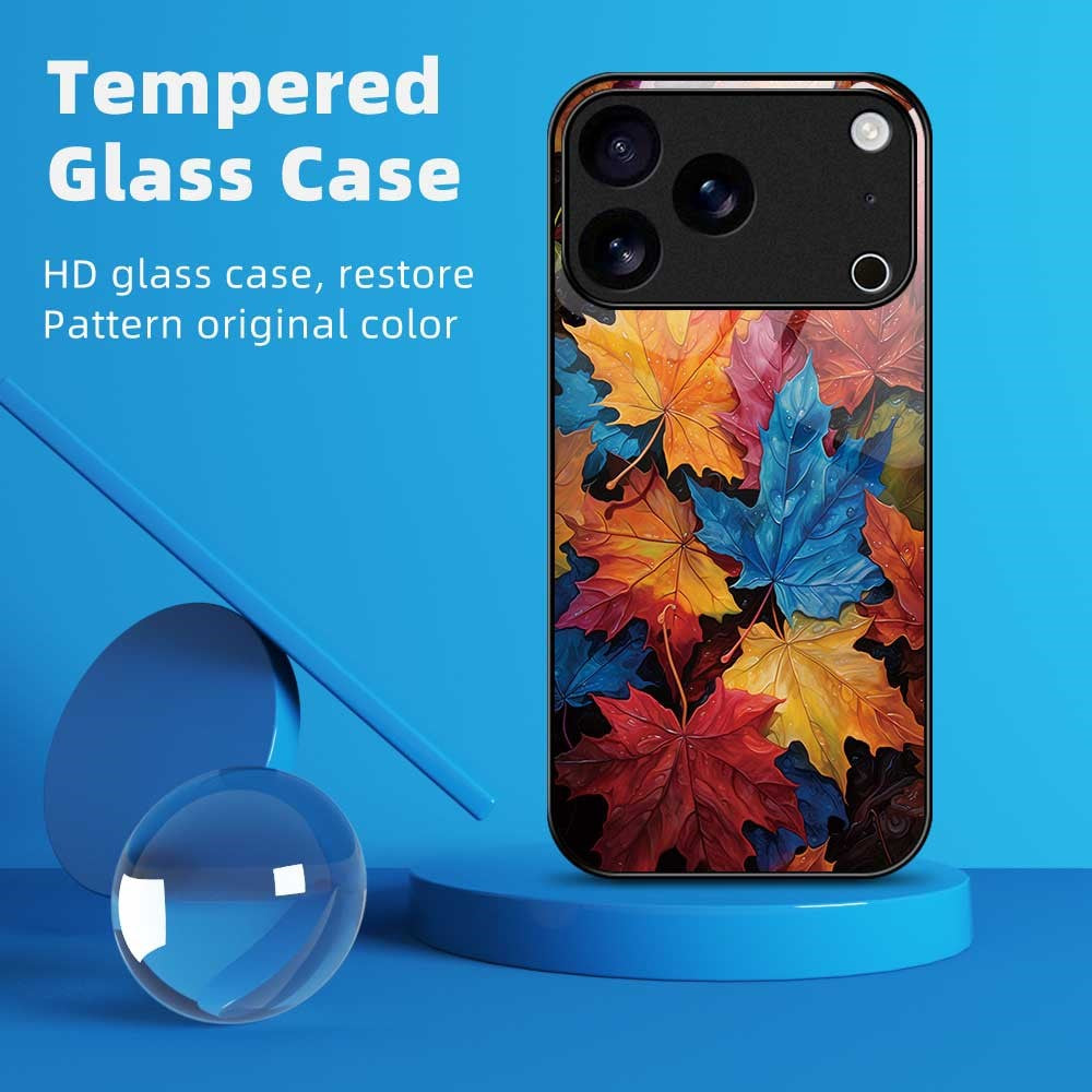 For iPhone 17 Pro Max Case TPU PC Tempered Glass Pattern Printing Phone Back Cover - B0165