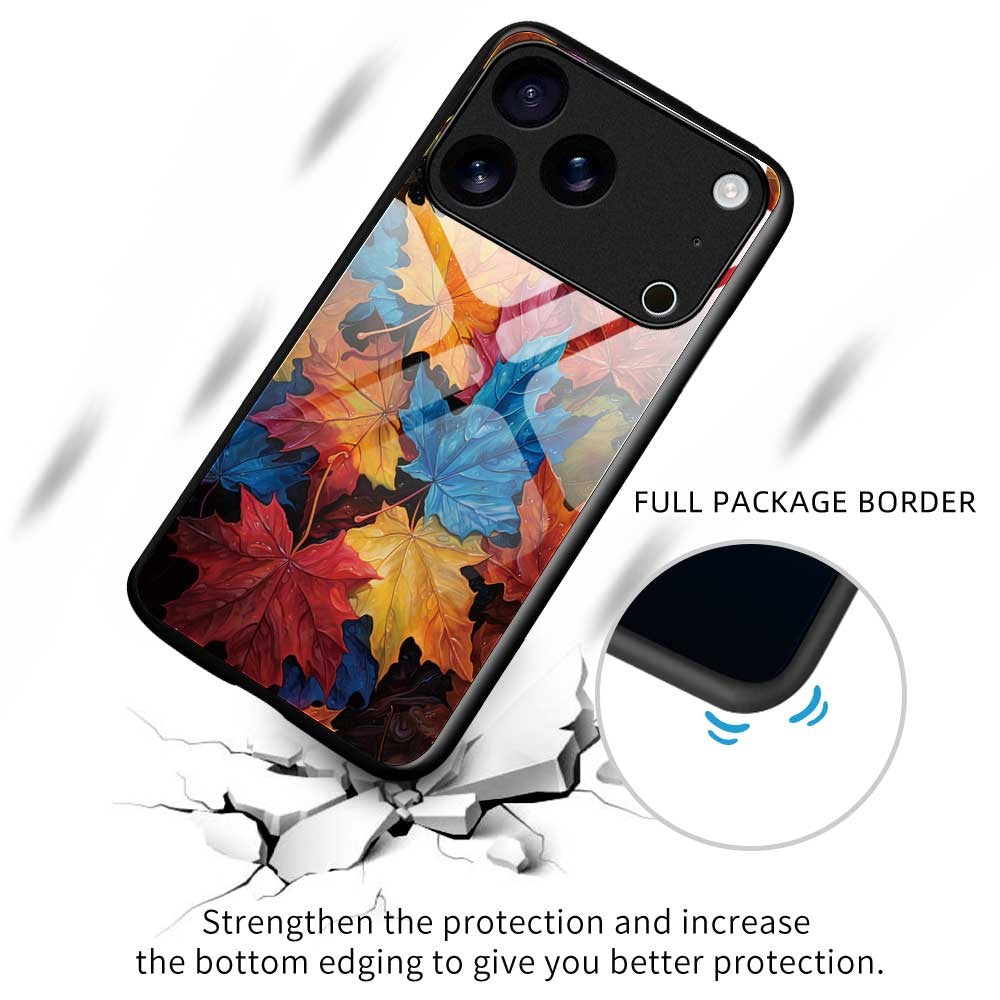 For iPhone 17 Pro Max Case TPU PC Tempered Glass Pattern Printing Phone Back Cover - B0165