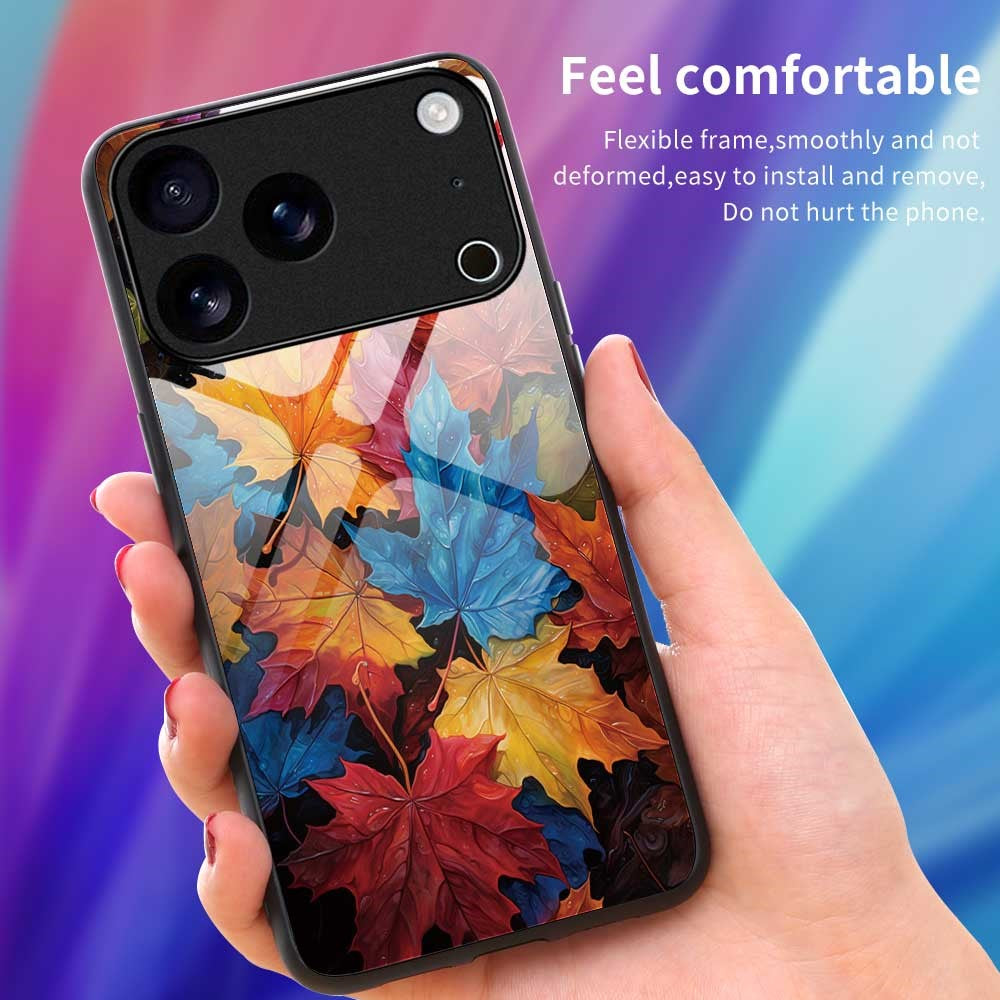 For iPhone 17 Pro Max Case TPU PC Tempered Glass Pattern Printing Phone Back Cover - B0165