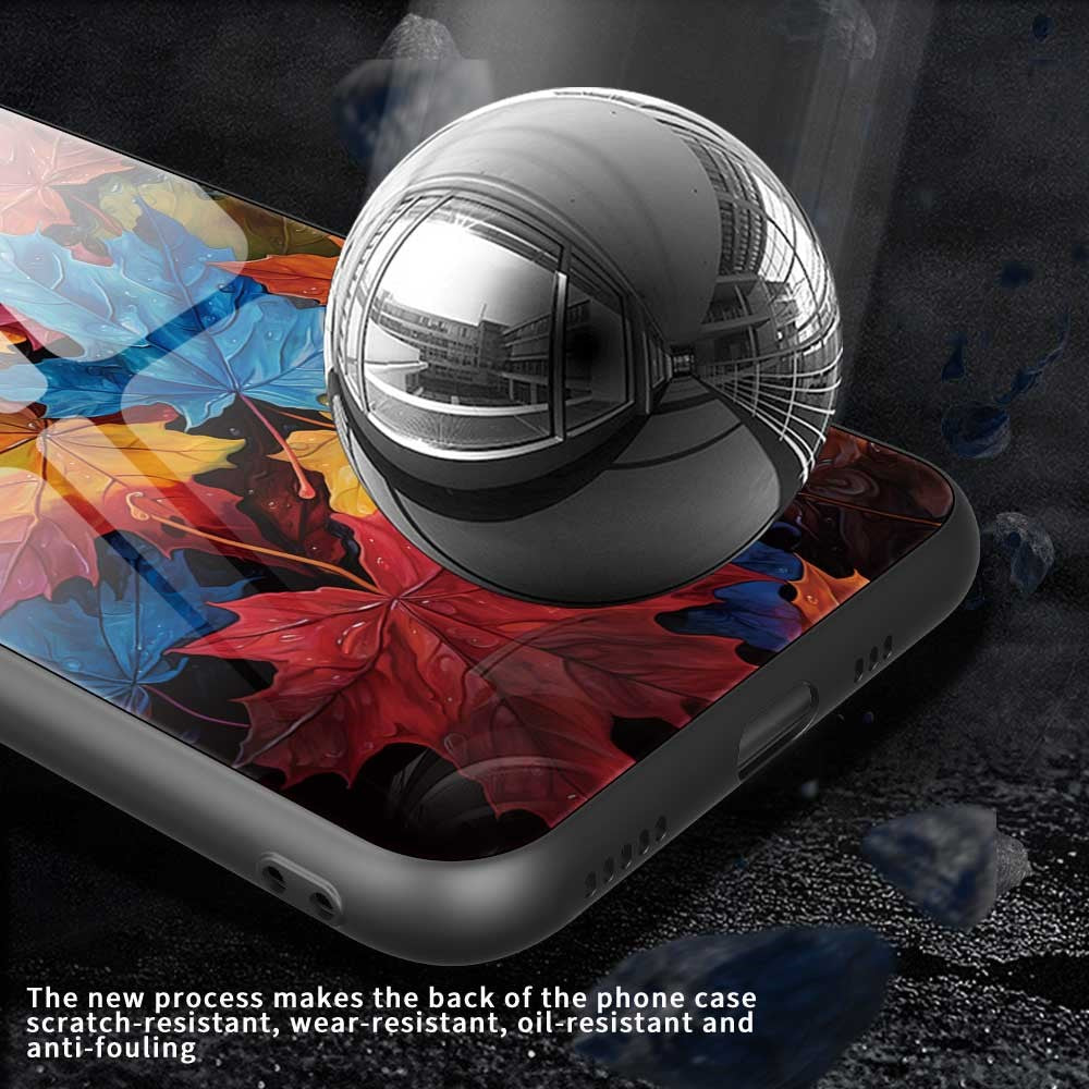 For iPhone 17 Pro Max Case TPU PC Tempered Glass Pattern Printing Phone Back Cover - B0165