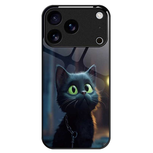 For iPhone 17 Pro Max Case TPU PC Tempered Glass Pattern Printing Phone Back Cover - B0166