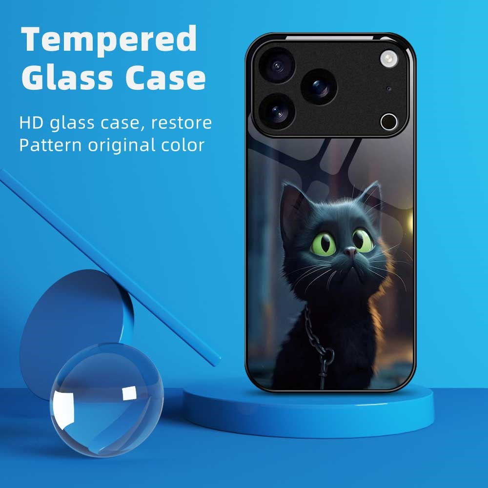 For iPhone 17 Pro Max Case TPU PC Tempered Glass Pattern Printing Phone Back Cover - B0166