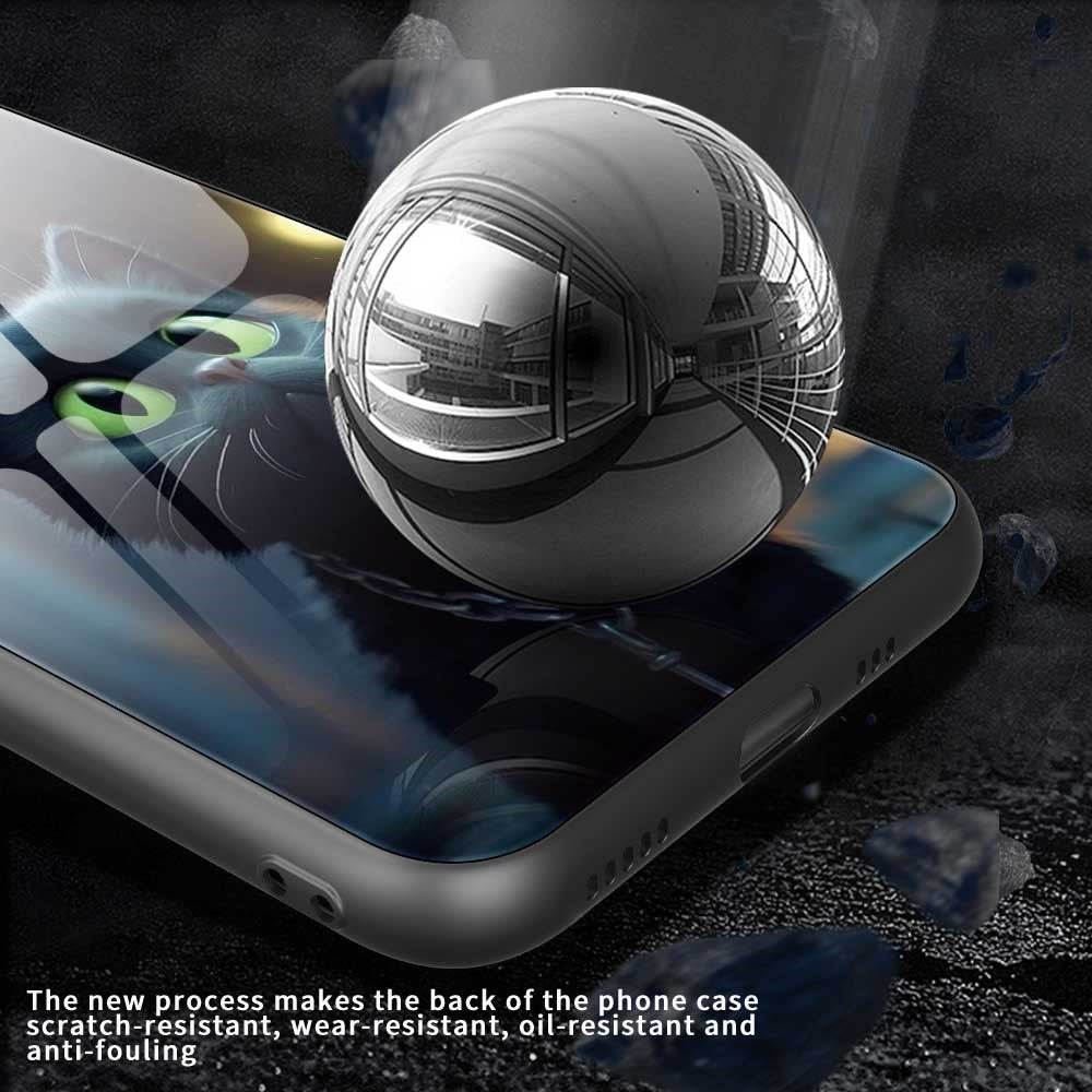 For iPhone 17 Pro Max Case TPU PC Tempered Glass Pattern Printing Phone Back Cover - B0166