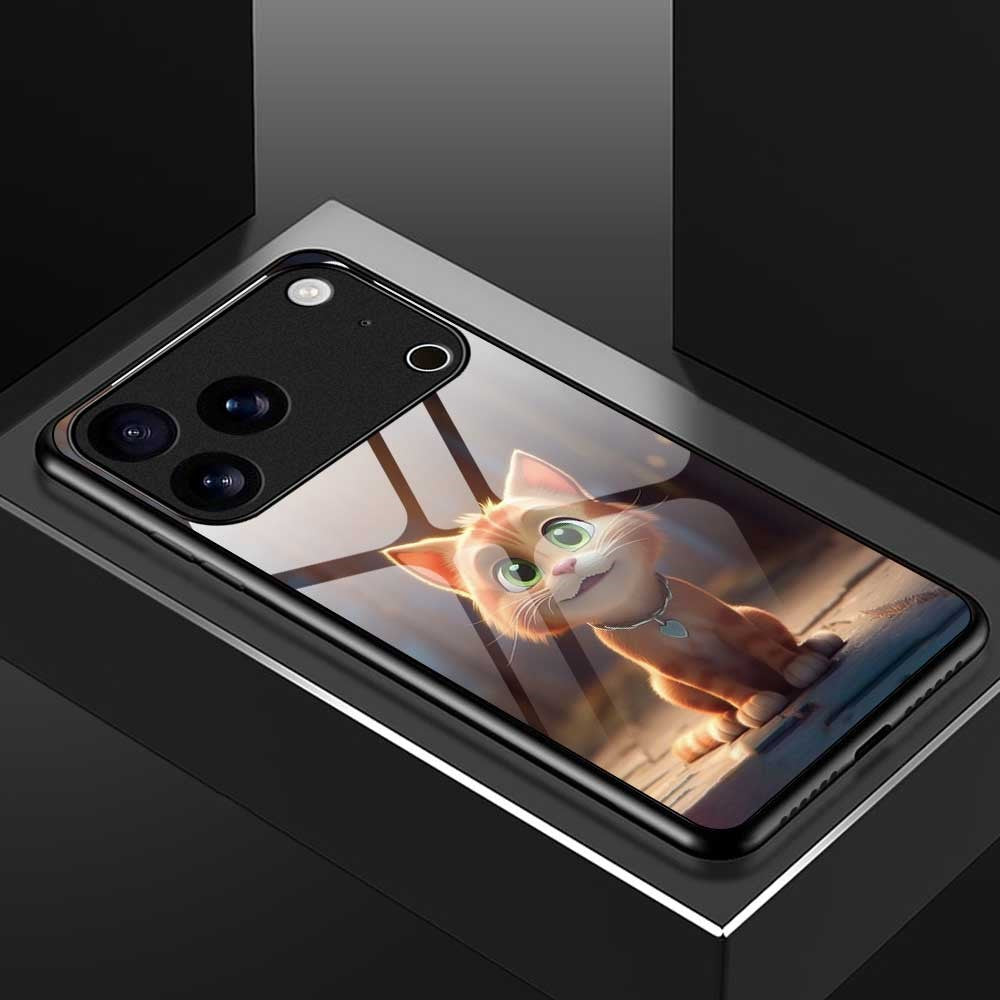 For iPhone 17 Pro Max Case TPU PC Tempered Glass Pattern Printing Phone Back Cover - B0167