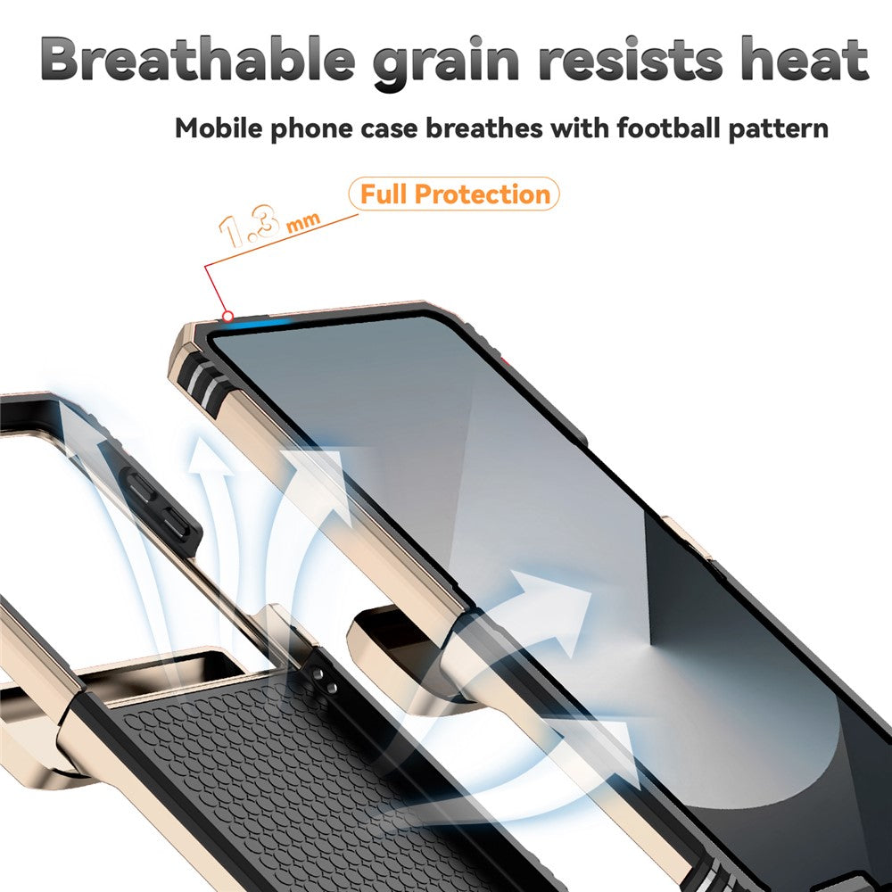 For Samsung Galaxy Z Flip7 5G Case with Wrist Strap / Kickstand Hinge Protection PC + TPU Phone Cover - Gold