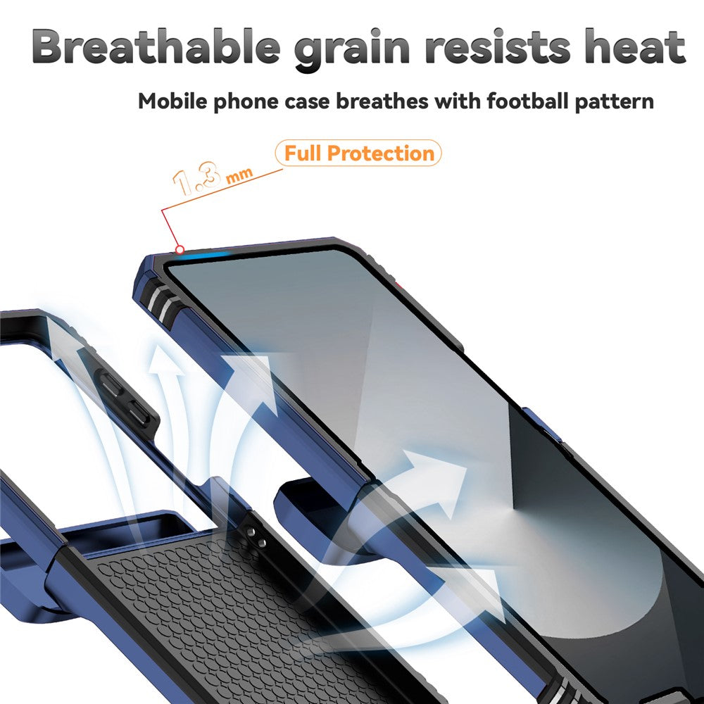 For Samsung Galaxy Z Flip7 5G Case with Wrist Strap / Kickstand Hinge Protection PC + TPU Phone Cover - Blue