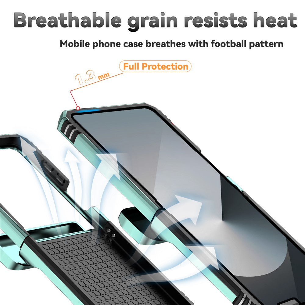 For Samsung Galaxy Z Flip7 5G Case with Wrist Strap / Kickstand Hinge Protection PC + TPU Phone Cover - Blackish Green