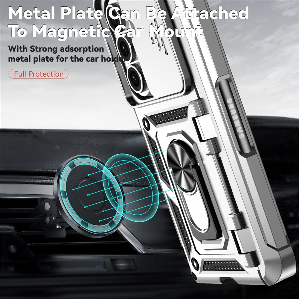 For Samsung Galaxy Z Fold7 5G Case with Wrist Strap / Kickstand Hinge Protection PC + TPU Phone Cover - Silver