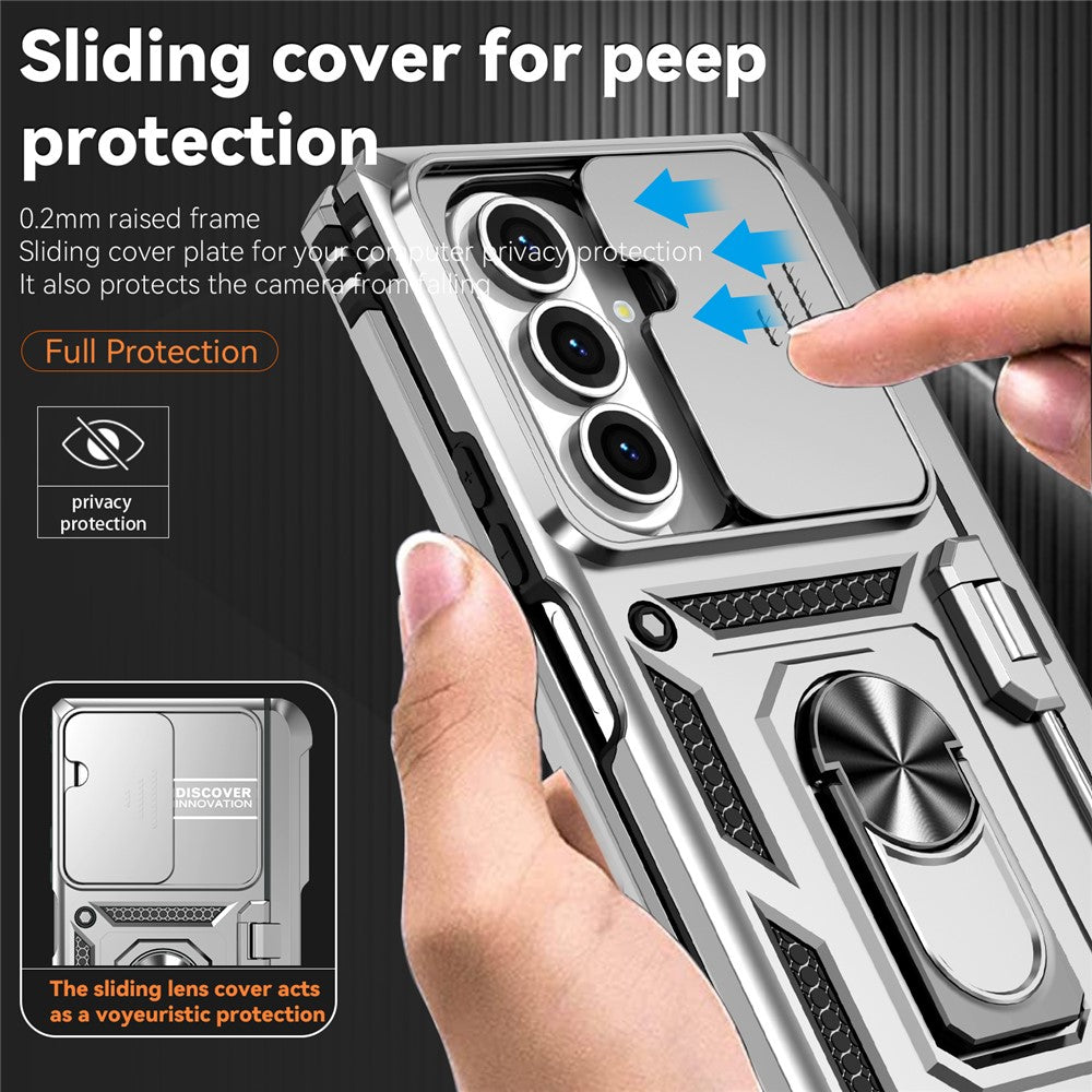 For Samsung Galaxy Z Fold7 5G Case with Wrist Strap / Kickstand Hinge Protection PC + TPU Phone Cover - Silver