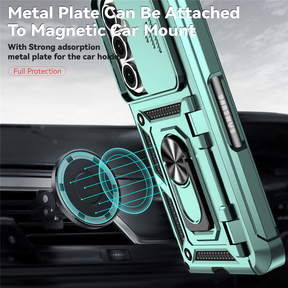 For Samsung Galaxy Z Fold7 5G Case with Wrist Strap / Kickstand Hinge Protection PC + TPU Phone Cover - Blackish Green