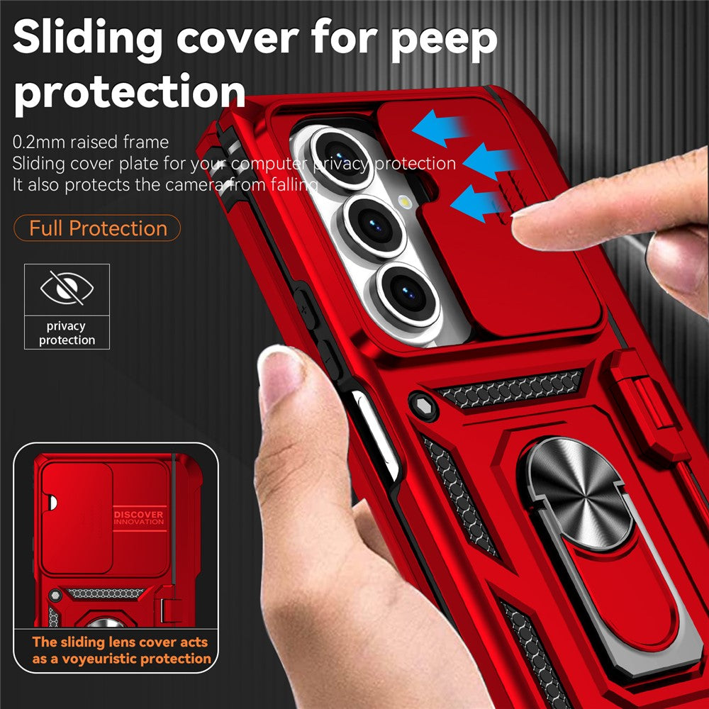 For Samsung Galaxy Z Fold7 5G Case with Wrist Strap / Kickstand Hinge Protection PC + TPU Phone Cover - Red