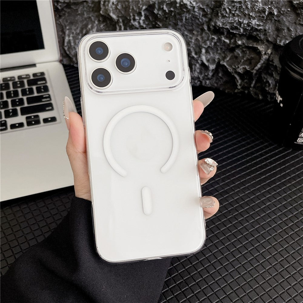 For iPhone 17 Pro Max Crystal Clear Case Compatible with MagSafe Hard PC Phone Cover - Transparent White