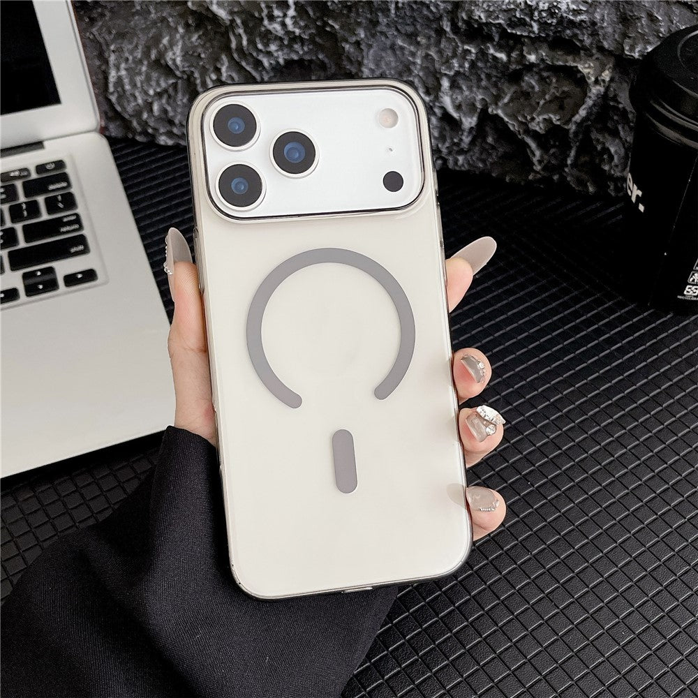 For iPhone 17 Pro Max Crystal Clear Case Compatible with MagSafe Hard PC Phone Cover - Grey