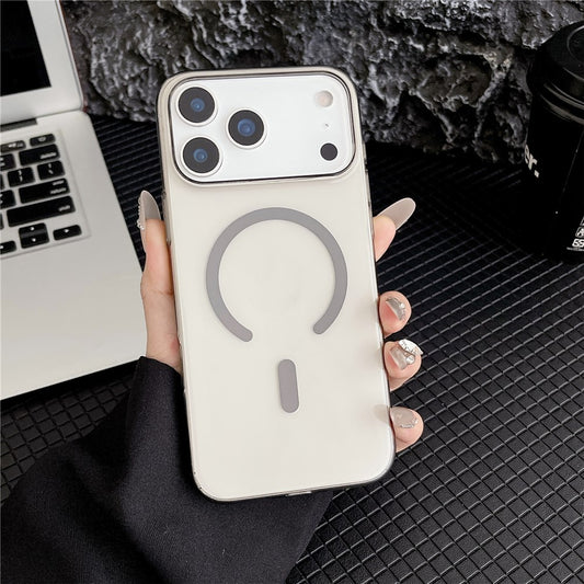 For iPhone 17 Pro Max Crystal Clear Case Compatible with MagSafe Hard PC Phone Cover - Grey