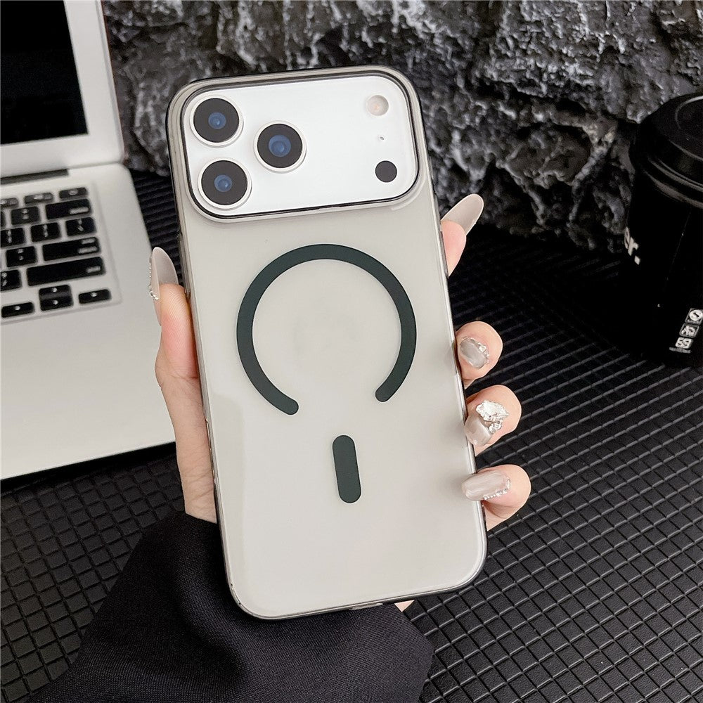 For iPhone 17 Pro Max Crystal Clear Case Compatible with MagSafe Hard PC Phone Cover - Transparent Black