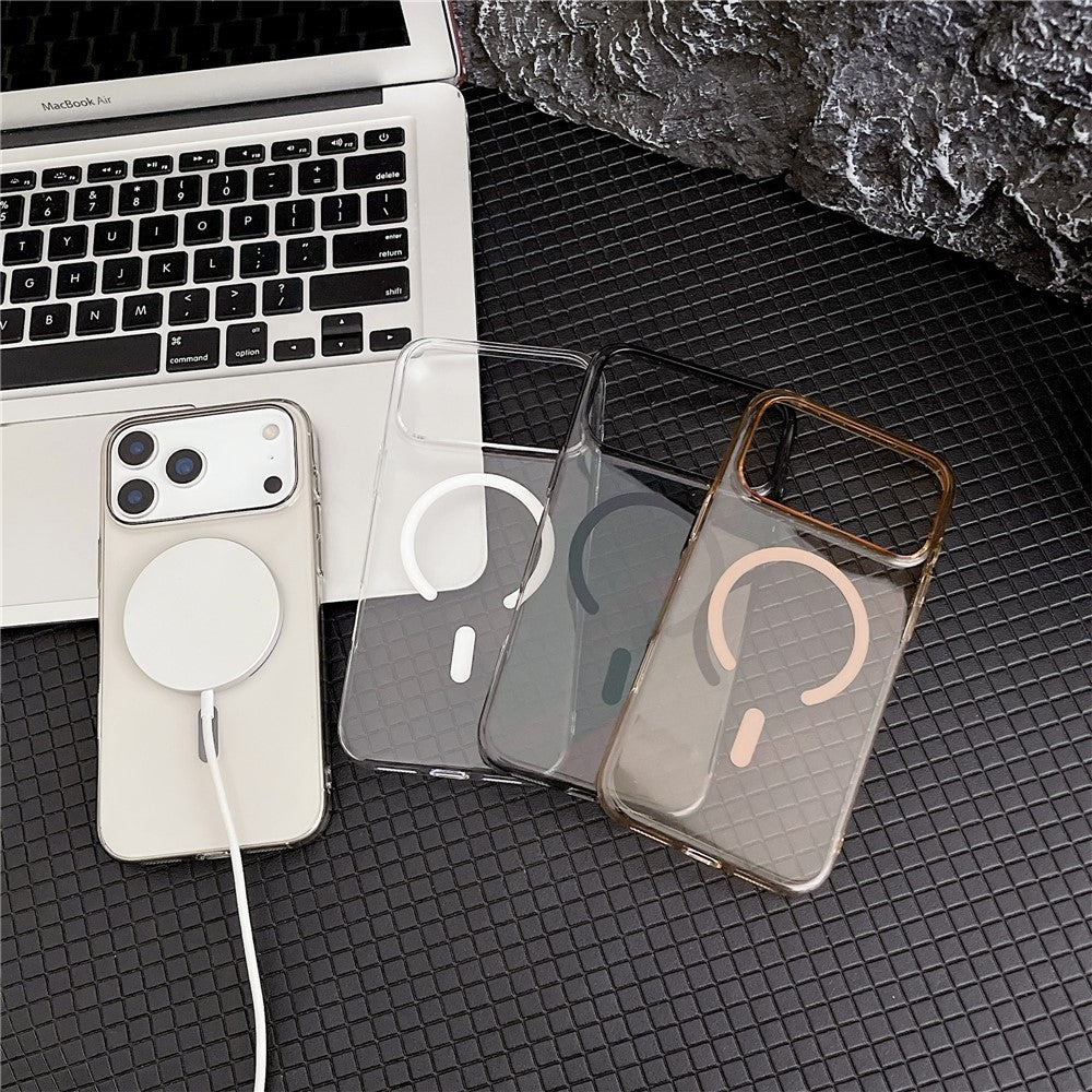 For iPhone 17 Pro Max Crystal Clear Case Compatible with MagSafe Hard PC Phone Cover - Desert Gold