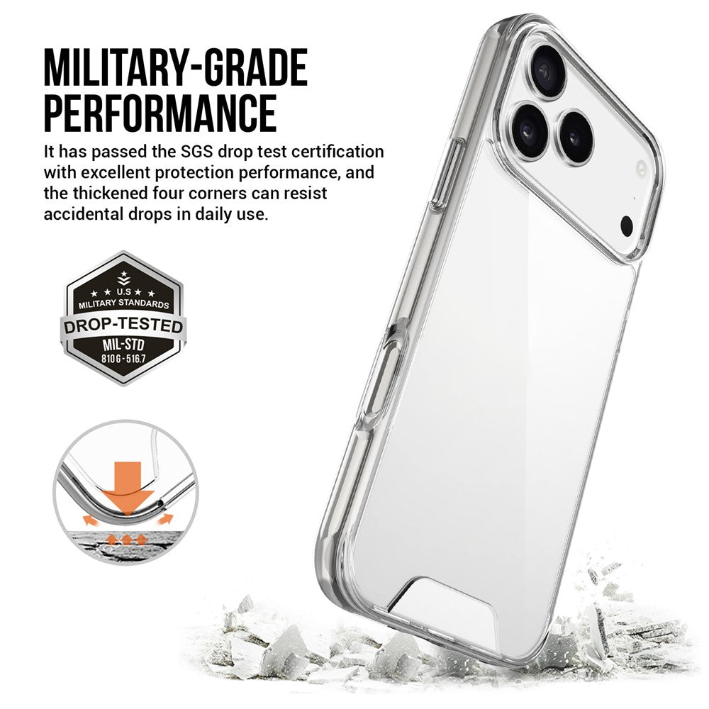 For iPhone 17 Pro Max Case TPU Frame Clear PC Back Phone Cover