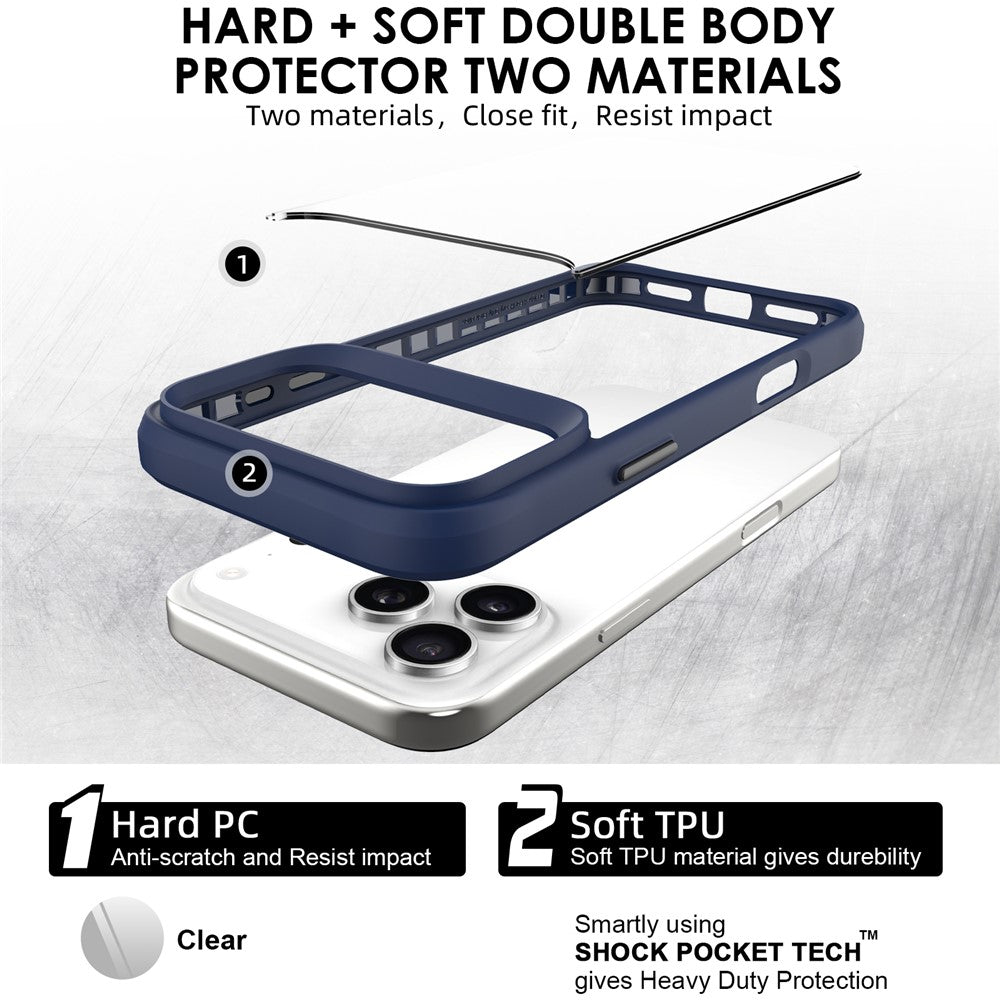 For iPhone 17 Pro Max Case Hybrid Hard PC Soft TPU Shockproof Phone Cover - Blue