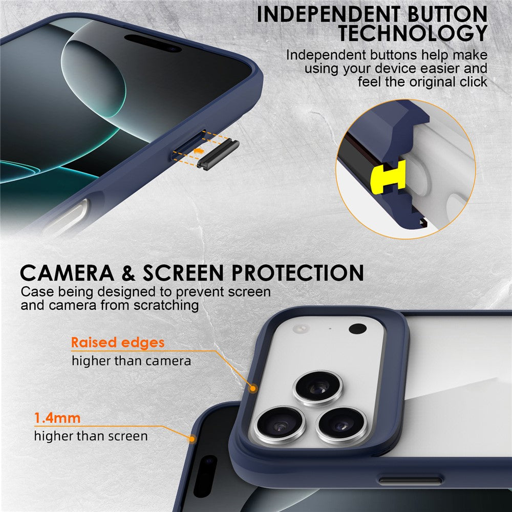 For iPhone 17 Pro Max Case Hybrid Hard PC Soft TPU Shockproof Phone Cover - Blue