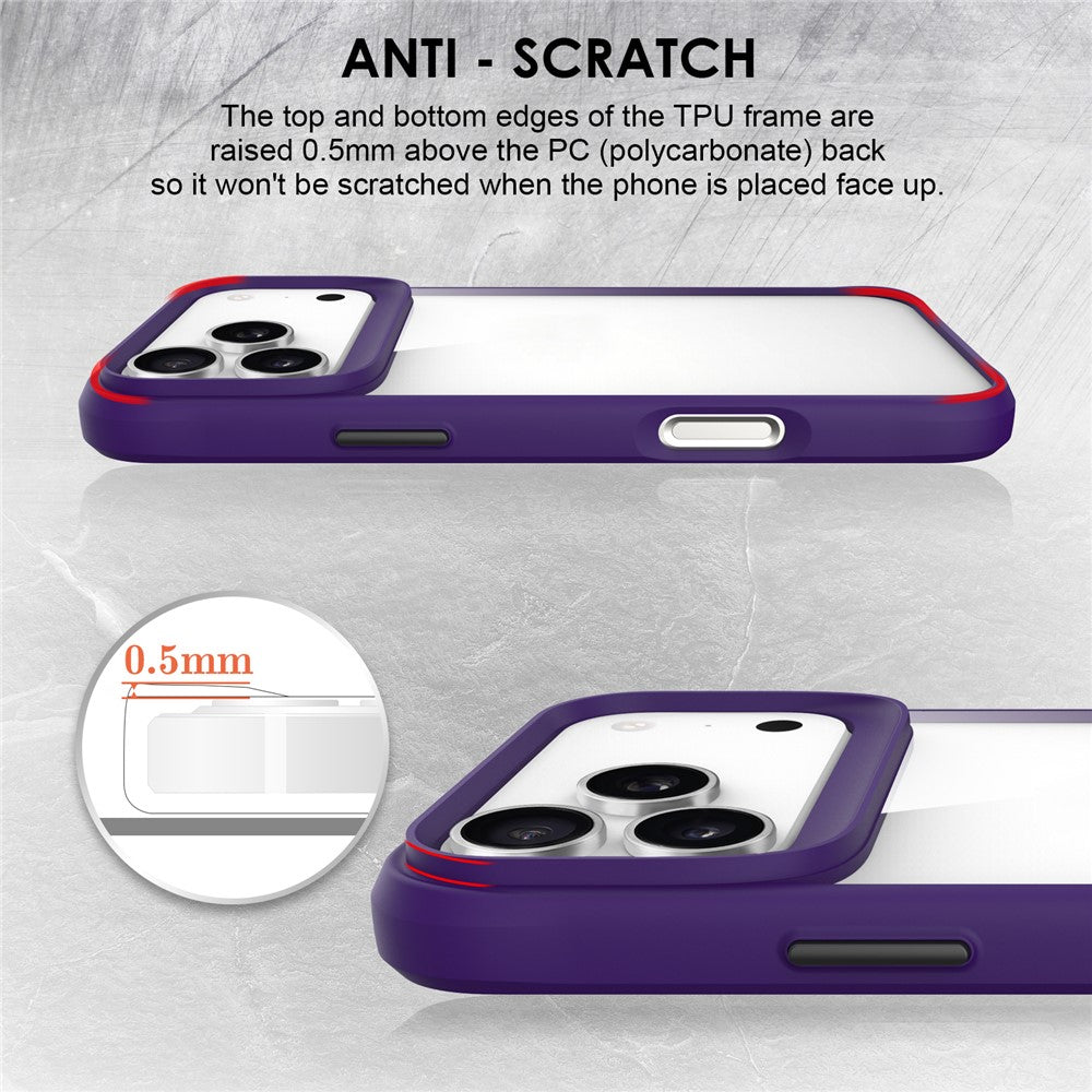 For iPhone 17 Pro Max Case Hybrid Hard PC Soft TPU Shockproof Phone Cover - Purple