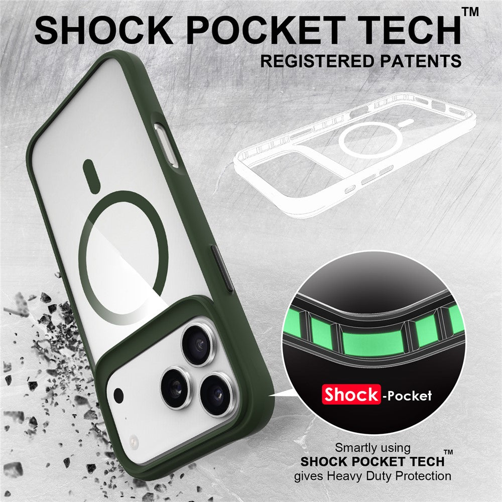 For iPhone 17 Pro Max Case Compatible with MagSafe Hybrid Hard PC Soft TPU Shockproof Phone Cover - Green