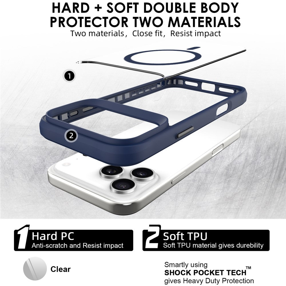 For iPhone 17 Pro Max Case Compatible with MagSafe Hybrid Hard PC Soft TPU Shockproof Phone Cover - Blue