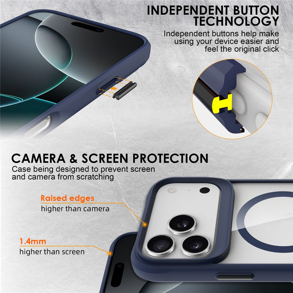 For iPhone 17 Pro Max Case Compatible with MagSafe Hybrid Hard PC Soft TPU Shockproof Phone Cover - Blue