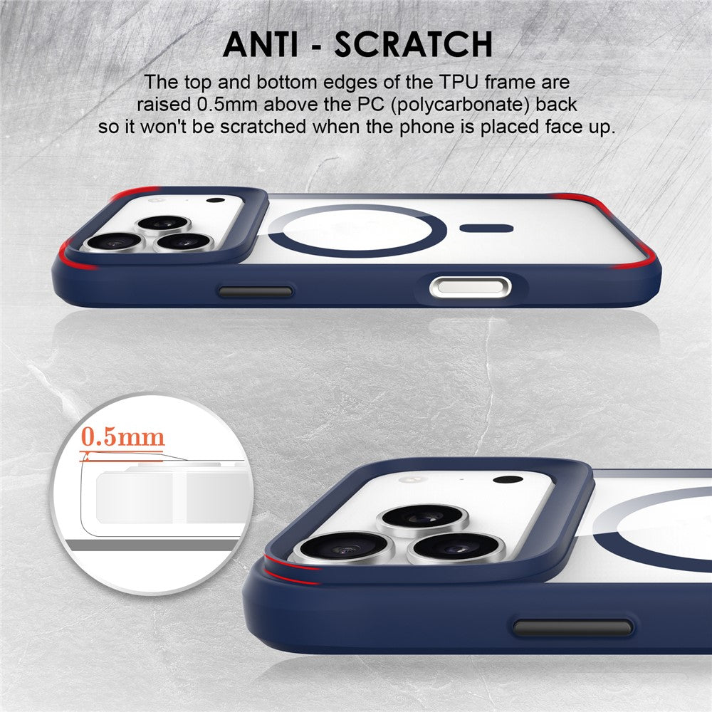 For iPhone 17 Pro Max Case Compatible with MagSafe Hybrid Hard PC Soft TPU Shockproof Phone Cover - Blue