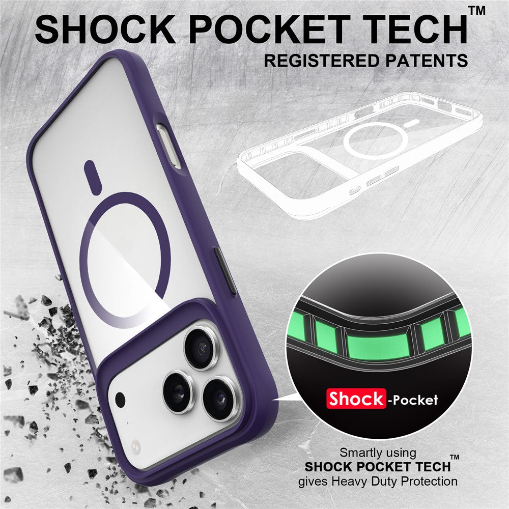 For iPhone 17 Pro Max Case Compatible with MagSafe Hybrid Hard PC Soft TPU Shockproof Phone Cover - Purple