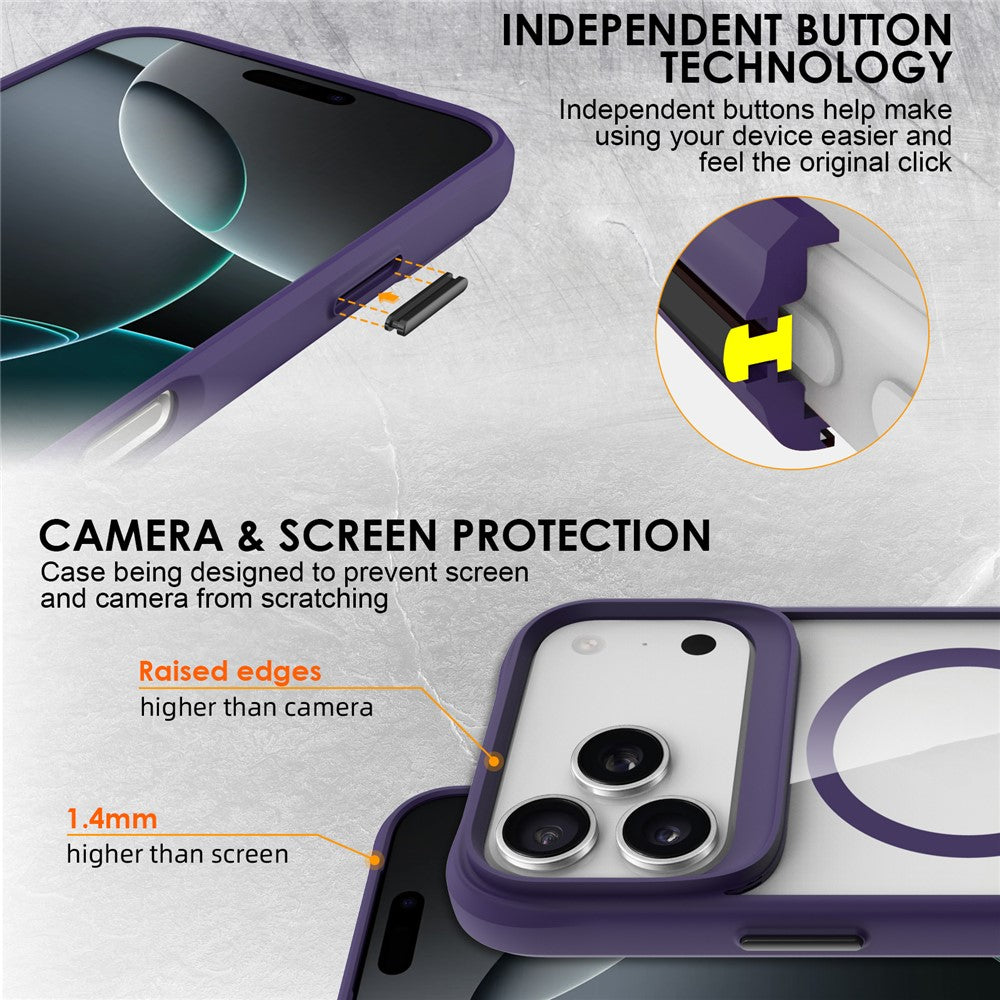 For iPhone 17 Pro Max Case Compatible with MagSafe Hybrid Hard PC Soft TPU Shockproof Phone Cover - Purple