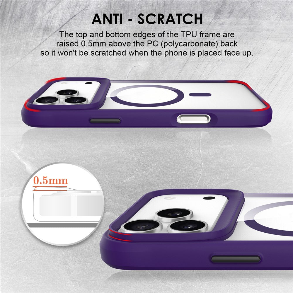 For iPhone 17 Pro Max Case Compatible with MagSafe Hybrid Hard PC Soft TPU Shockproof Phone Cover - Purple