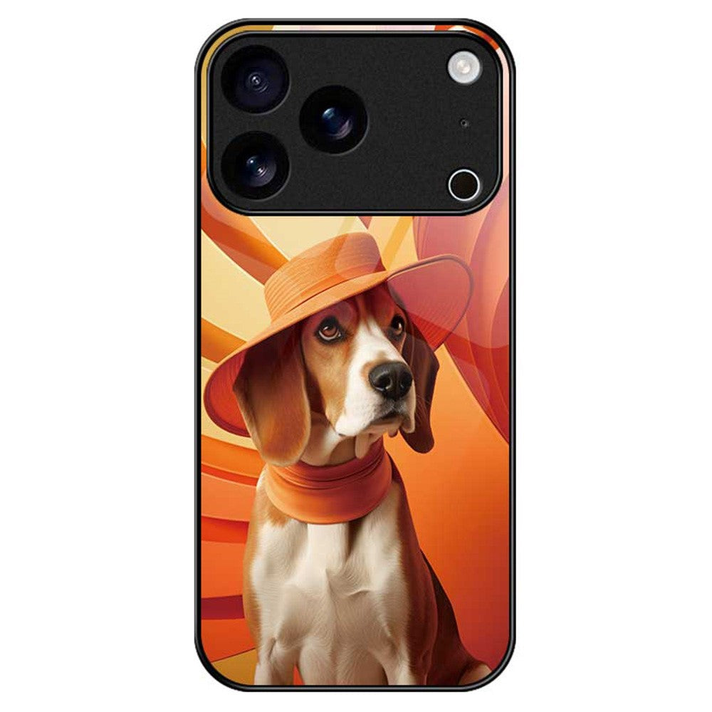 For iPhone 17 Pro Max Case Anti Drop PC TPU Tempered Glass Pattern Printing Phone Back Cover - B0168