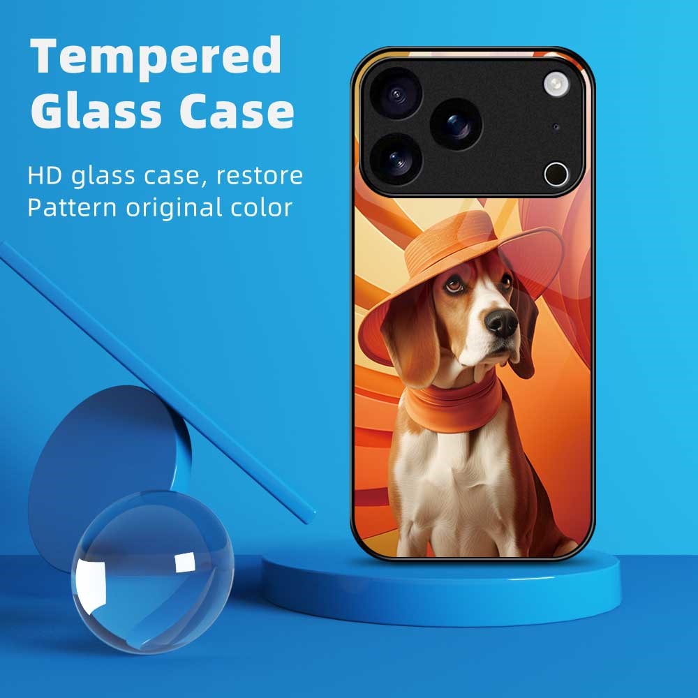 For iPhone 17 Pro Max Case Anti Drop PC TPU Tempered Glass Pattern Printing Phone Back Cover - B0168
