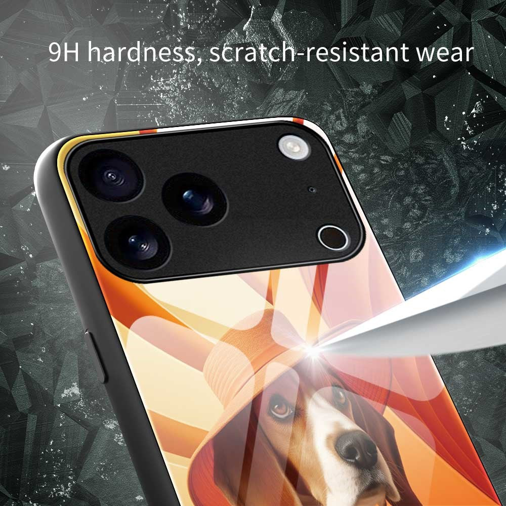 For iPhone 17 Pro Max Case Anti Drop PC TPU Tempered Glass Pattern Printing Phone Back Cover - B0168