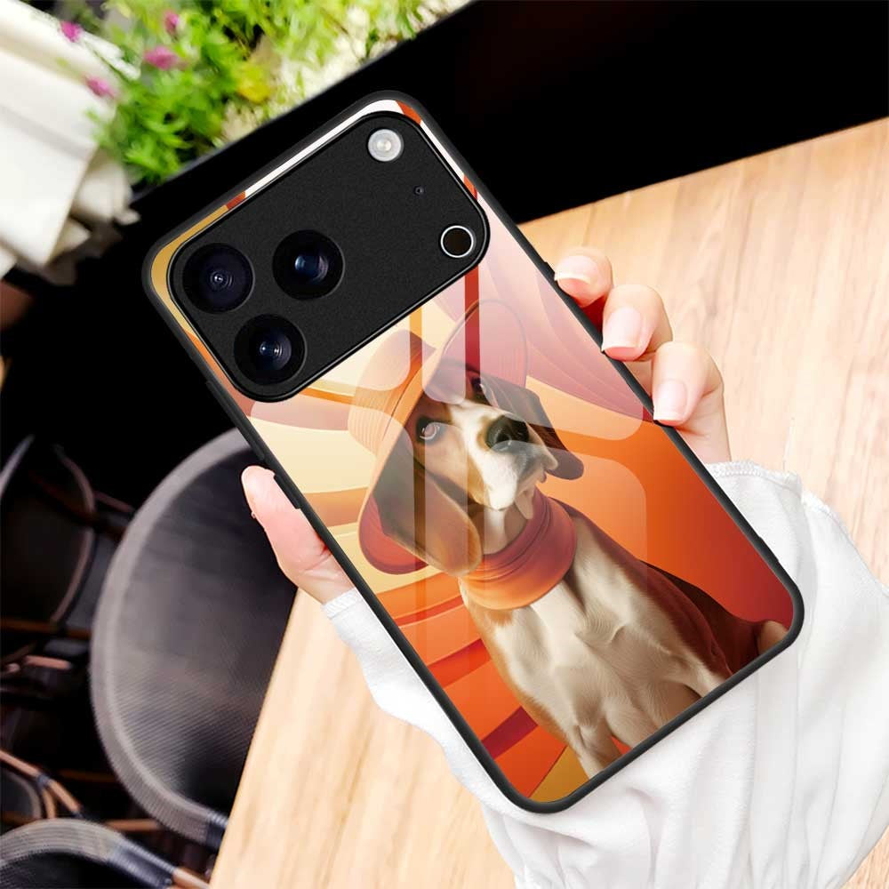 For iPhone 17 Pro Max Case Anti Drop PC TPU Tempered Glass Pattern Printing Phone Back Cover - B0168