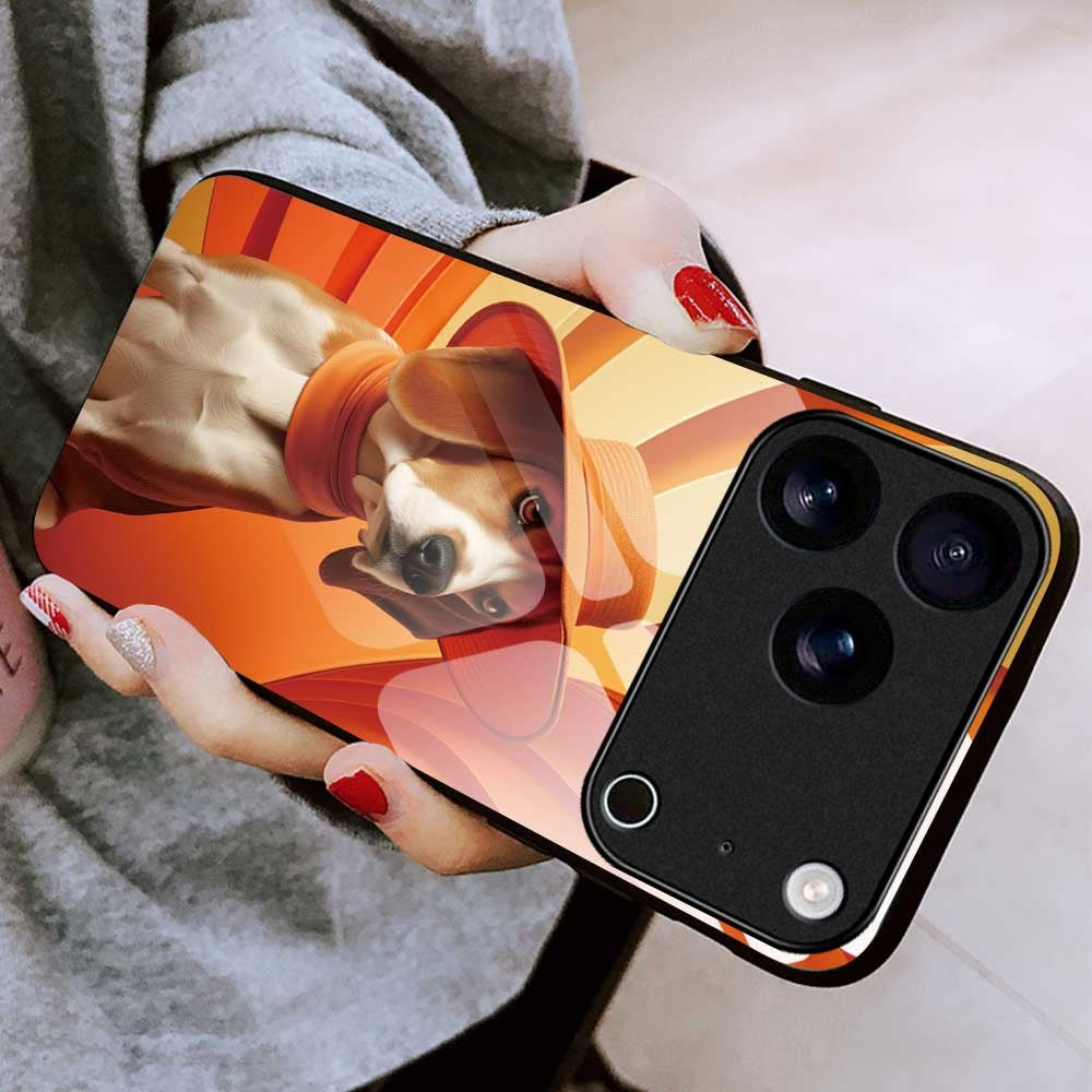 For iPhone 17 Pro Max Case Anti Drop PC TPU Tempered Glass Pattern Printing Phone Back Cover - B0168