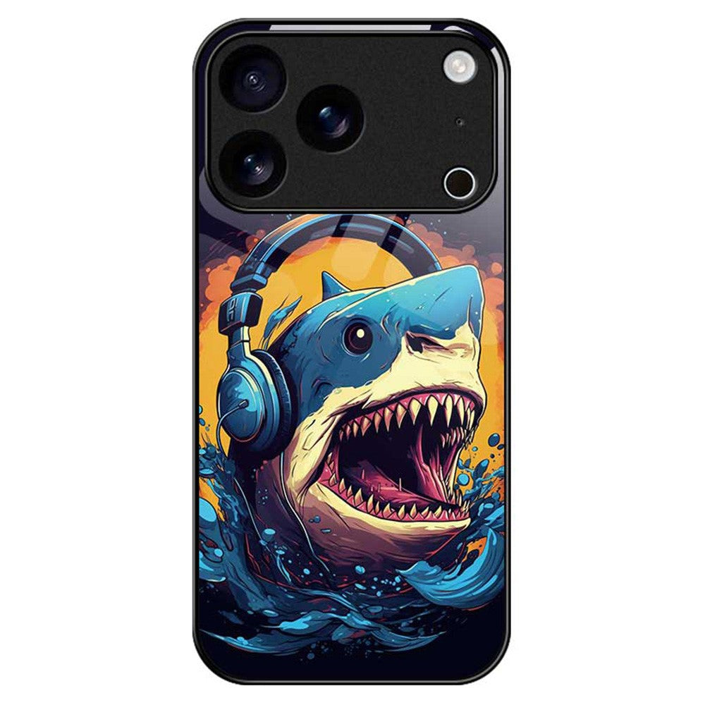 For iPhone 17 Pro Max Case Anti Drop PC TPU Tempered Glass Pattern Printing Phone Back Cover - B0169