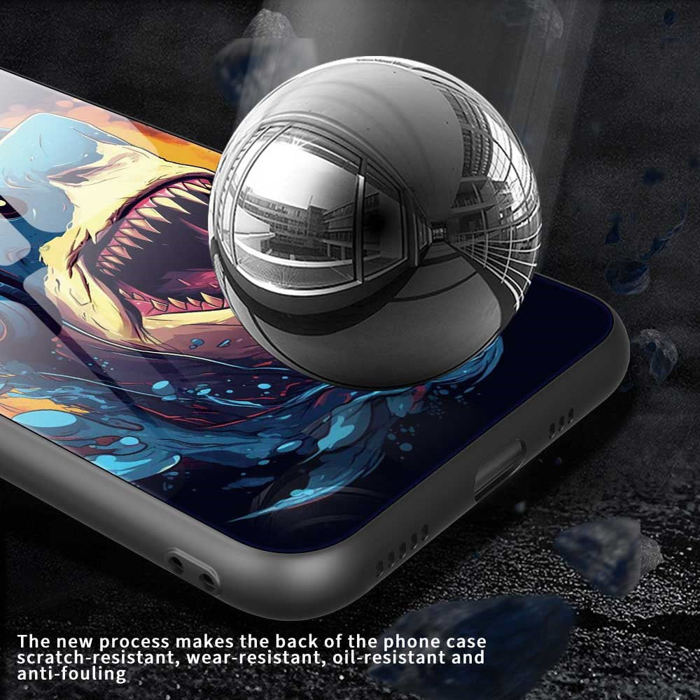 For iPhone 17 Pro Max Case Anti Drop PC TPU Tempered Glass Pattern Printing Phone Back Cover - B0169