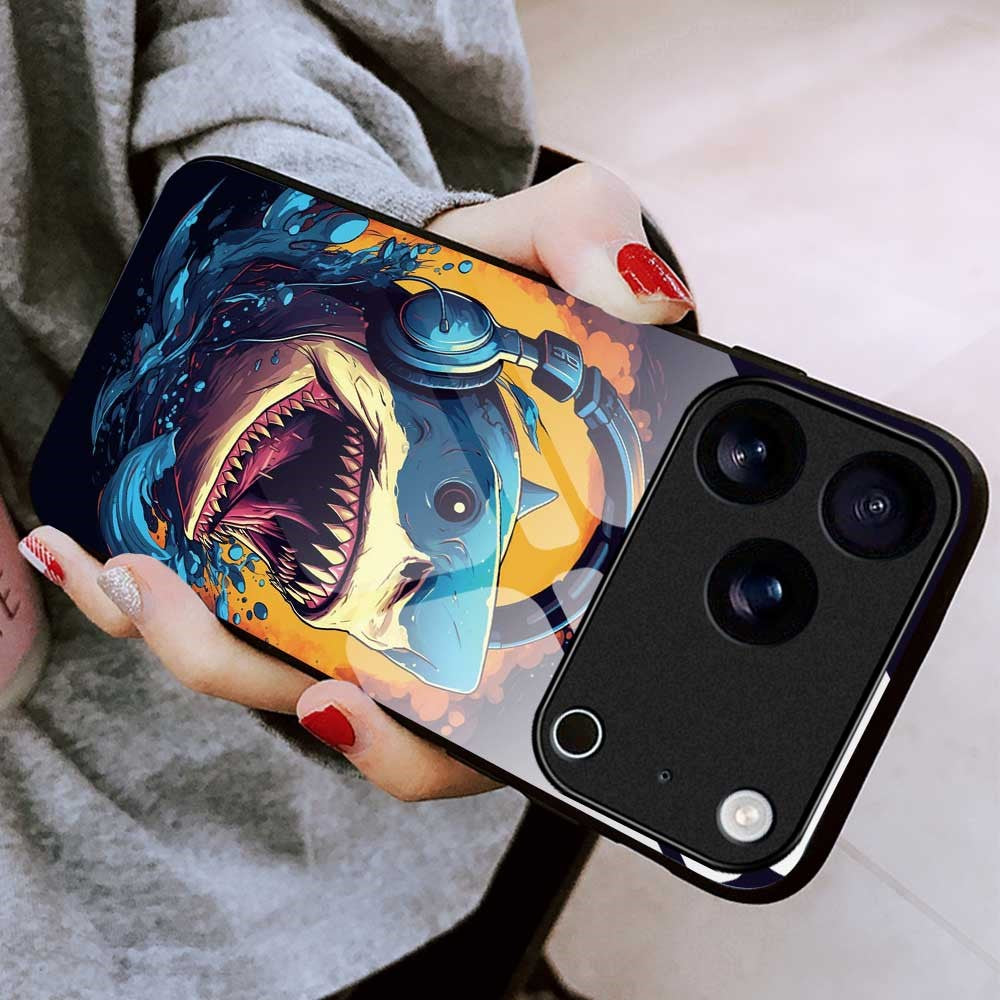 For iPhone 17 Pro Max Case Anti Drop PC TPU Tempered Glass Pattern Printing Phone Back Cover - B0169