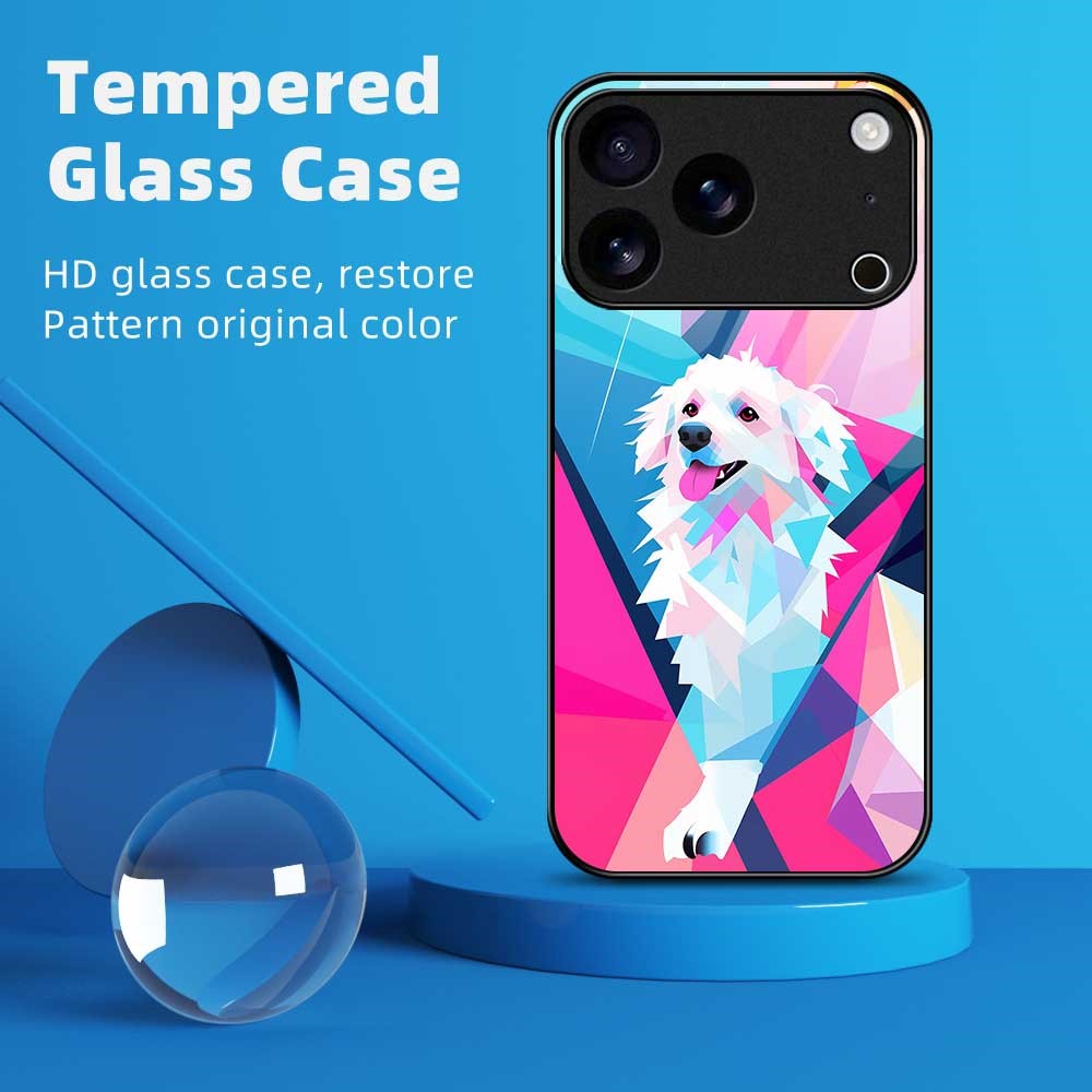 For iPhone 17 Pro Max Case Anti Drop PC TPU Tempered Glass Pattern Printing Phone Back Cover - B0170