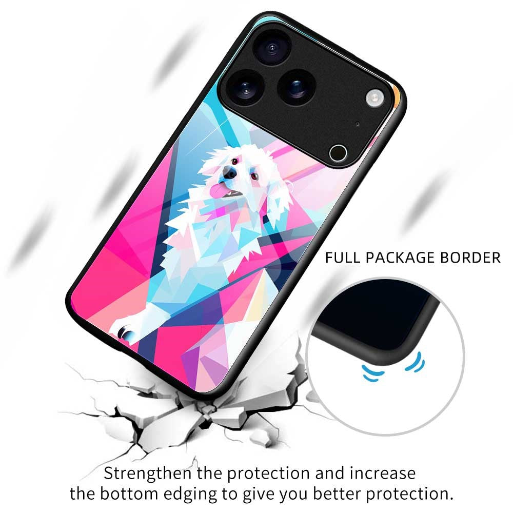 For iPhone 17 Pro Max Case Anti Drop PC TPU Tempered Glass Pattern Printing Phone Back Cover - B0170