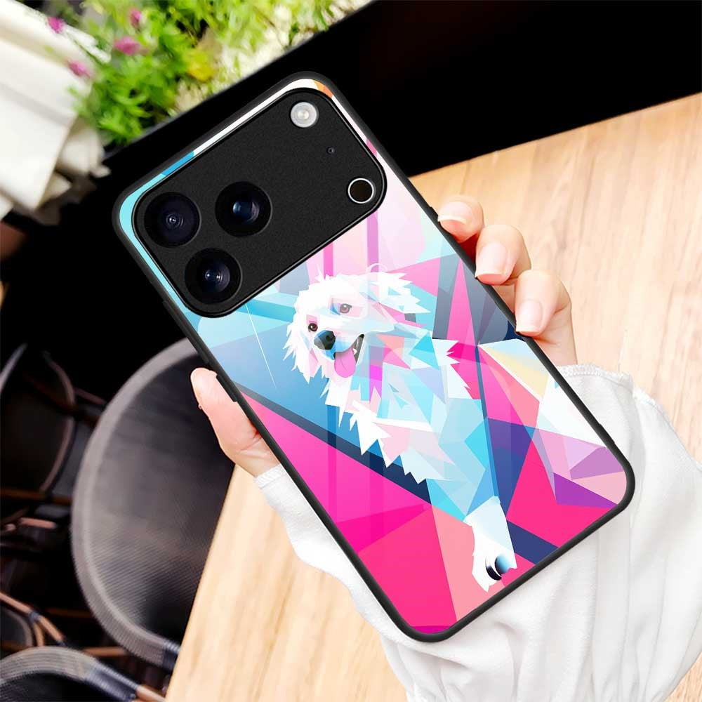 For iPhone 17 Pro Max Case Anti Drop PC TPU Tempered Glass Pattern Printing Phone Back Cover - B0170