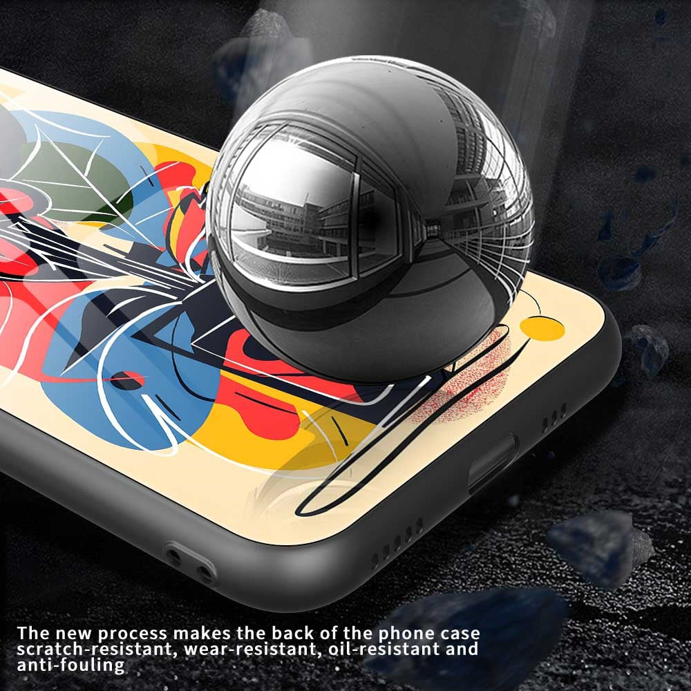 For iPhone 17 Pro Max Case Anti Drop PC TPU Tempered Glass Pattern Printing Phone Back Cover - B0172
