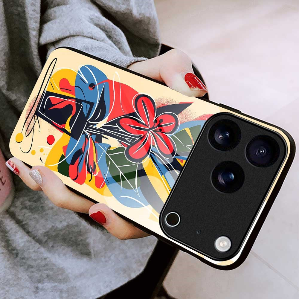 For iPhone 17 Pro Max Case Anti Drop PC TPU Tempered Glass Pattern Printing Phone Back Cover - B0172