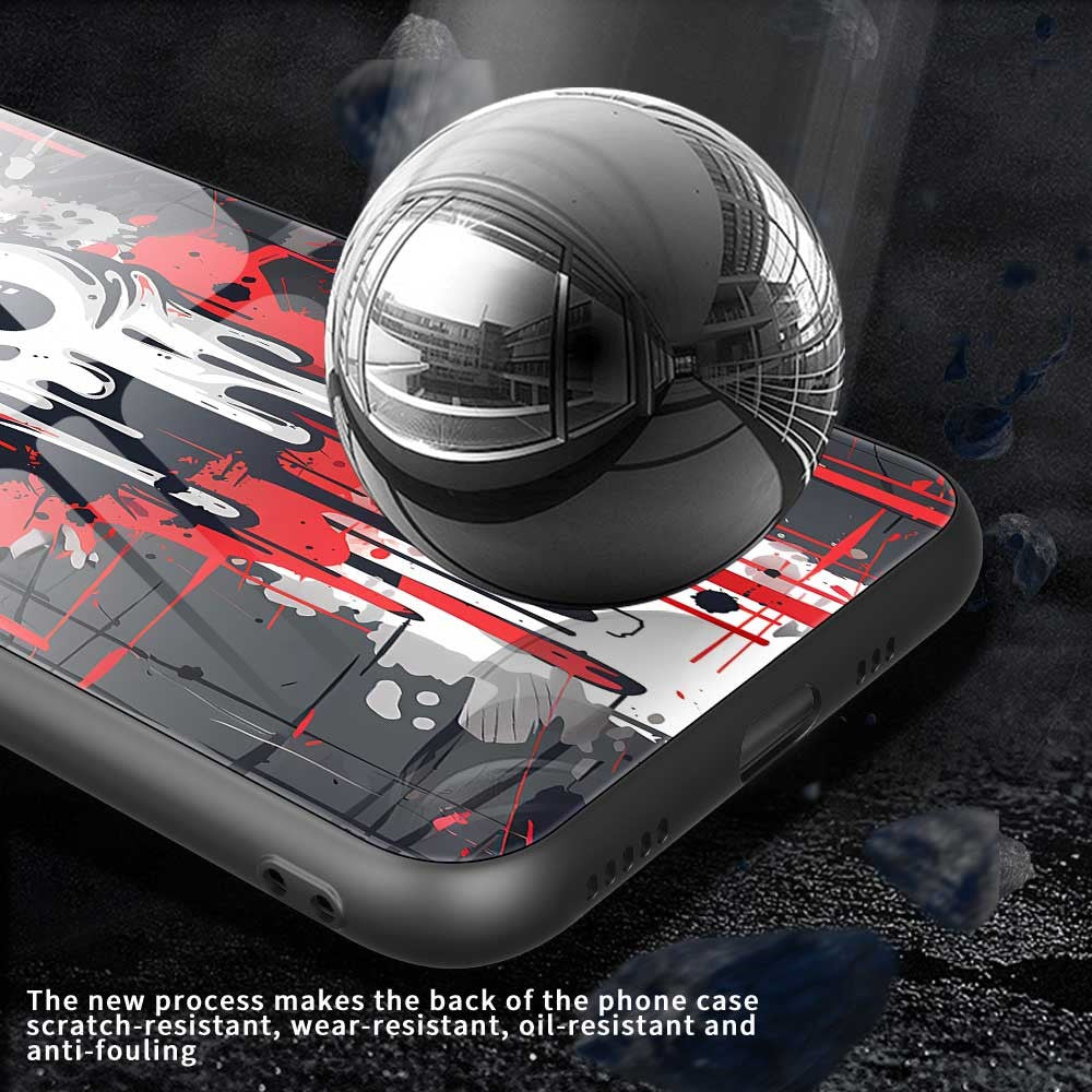 For iPhone 17 Pro Max Case Anti Drop PC TPU Tempered Glass Pattern Printing Phone Back Cover - B0173