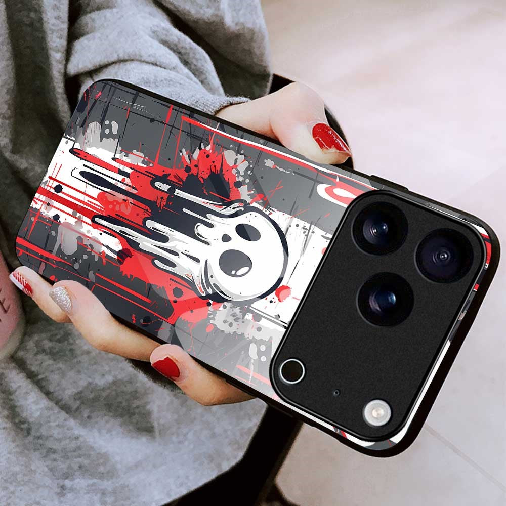 For iPhone 17 Pro Max Case Anti Drop PC TPU Tempered Glass Pattern Printing Phone Back Cover - B0173