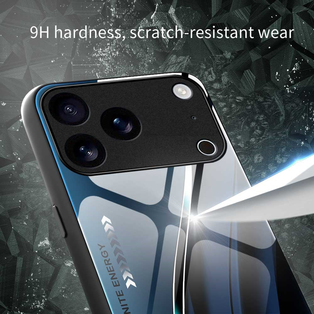 For iPhone 17 Pro Max Case Anti Drop PC TPU Tempered Glass Pattern Printing Phone Back Cover - B0176